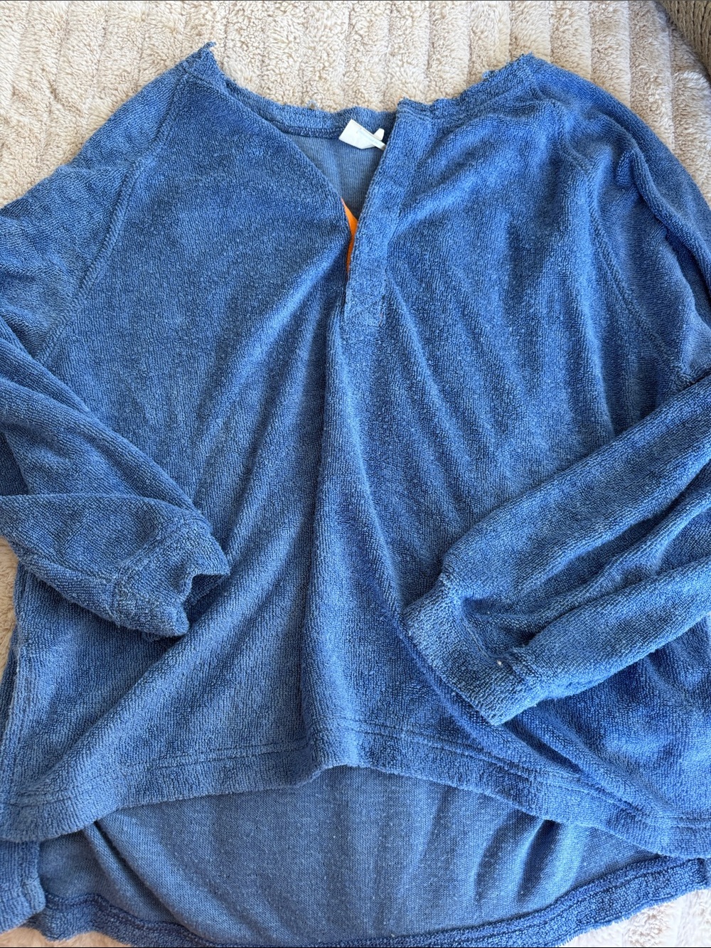 Blue Terry Long-Sleeve Pullover Sweater - Out from Under Size Small